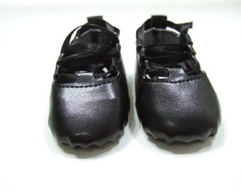 Irish Dance Shoes - Black Ghillies - made to fit American Girl Dolls