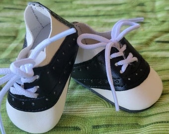 Blue T-Strap Shoes & Ecru/Blue Saddle Shoes fits Bitty Baby Twins Doll Clothes