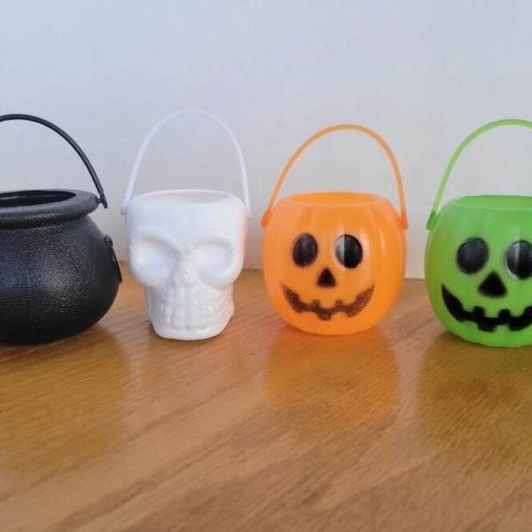 Halloween Trick-or-Treat Candy Buckets Pails - Choose Pumpkin, Witch's Cauldron or Skull - sized perfect for American Girl & Other Dolls