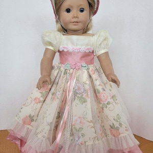 Southern Styled Historical Dress/Gown with Matching Hat - made to fit American Girl Dolls
