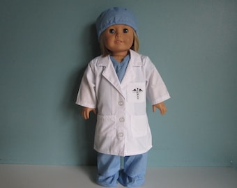 LAB COAT Doctor Nurse Medical Scientist Scrub Jacket - made to fit American Girl Dolls