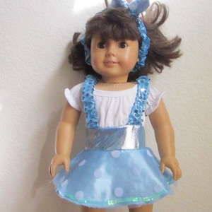 Sequined Turquoise Dance / Skating / Hip-Hop Costume -  made to fit American Girl