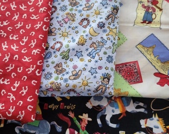 6.00 per yard 100% Cotton Fabric for Quilting or Clothing: Western -Cowgirl/boy - Equestrian - Never Washed - Clean