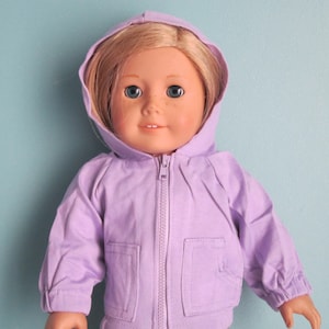 Light Purple Hooded Zip Jacket - made to fit American Girl Dolls