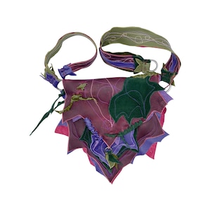 Handmade Leather Leaf Bag: Pink Magenta Crossbody Boho Purse