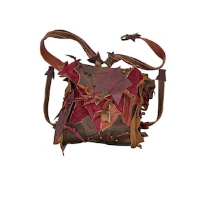 Small leather backpack purse, handmade leather bag, leather leaf backpack, leafy bag, fantasy bag, gift for her, fairy bag, handmade, fairy
