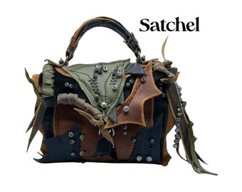 Handmade leather satchel, brown leather satchel, leather boho bag, leather purse, box bag, leather leaf bag, leather purse ,pixie bag