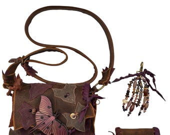 Leather Leaf Crossbody Bag: Fairy Grunge Renaissance Faire Costume