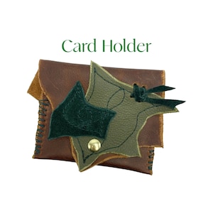 Leather Card Holder: UrialMagic Leaf Bag, Pixie Pan Style