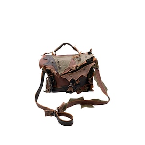 Bolso grande de cuero hecho a mano, bolso de cuero marrón, bolso boho de cuero, monedero de cuero, bolso tipo caja, bolso de hoja de cuero, monedero de cuero, asa superior