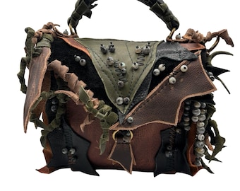 Handmade Leather Satchel: Boho Fairy Bag with Labradorite Stone