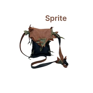 Hand Stitched Leather Leaf Crossbody Bag: Fairy Grunge Purse