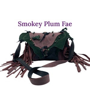 Smokey Plum Leather Fringe Bag: Forest Elf Cosplay Purse