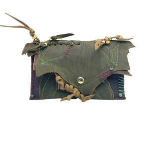 Handmade leather wallet, leather pocketbook, leather clutch, leather pouch, leather leaf bag, leather fairy bag, UrialMagic leather leaf bag