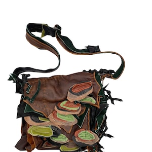 Handgefertigte Ledertasche, Leder Crossbody Bag, braune Leder Geldbeutel, Leder Geldbeutel, Lederblatt Tasche, Futter Tasche, Pilz Tasche, Frauentaschen