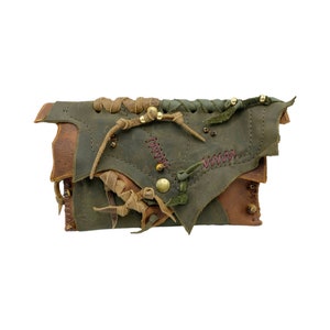 Handmade leather wallet, leather pocketbook, leather clutch, leather pouch, leather leaf bag, leather fairy bag, UrialMagic leather leaf bag