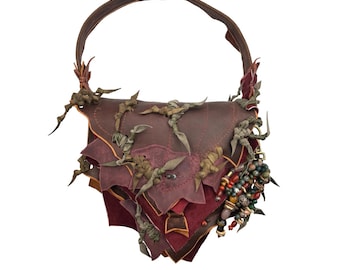 Leather Leaf Crossbody Bag: Fairy Grunge Renaissance Faire Costume