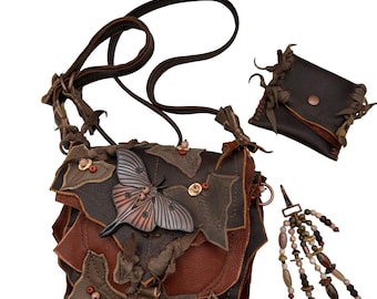 Leather Leaf Crossbody Bag: Fairy Grunge Renaissance Faire Costume