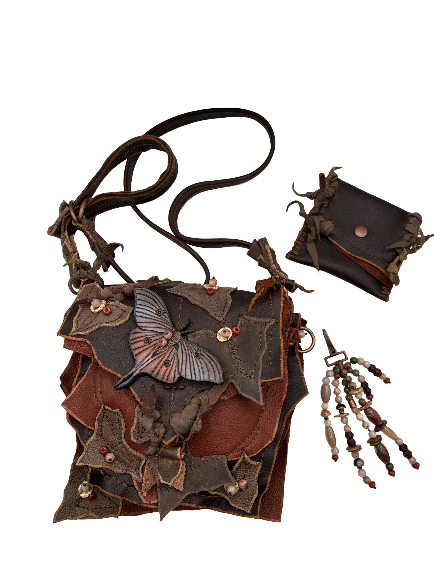 Urial Magic handmade Leather backpack fairy Handmade Leather Backpack Purse: Fairy Grunge Leaf Bag - Etsy main image 2