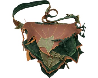 Handmade Leather Leaf Crossbody Bag: Renaissance Faire Fairy Bag