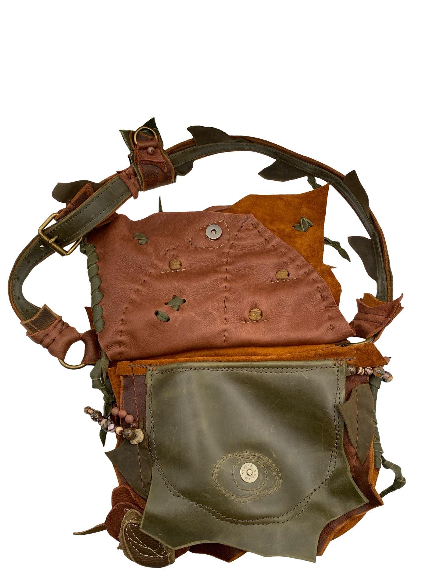 Handmade Leather Belt Bag: Jasper Stone Accents, Adjustable  display picture 2