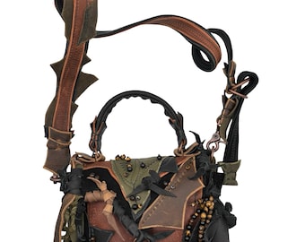 Handmade Leather Satchel: Boho Fairy Bag with Tigers Eye Stone