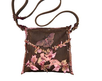 Handmade Fairy Queen Box Bag, Velvet Ribbon Leather Purse, Crystal Accents