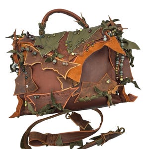 Bolso grande de cuero hecho a mano, bolso de cuero marrón, bolso boho de cuero, monedero de cuero, bolso tipo caja, bolso de hoja de cuero, monedero de cuero, asa superior
