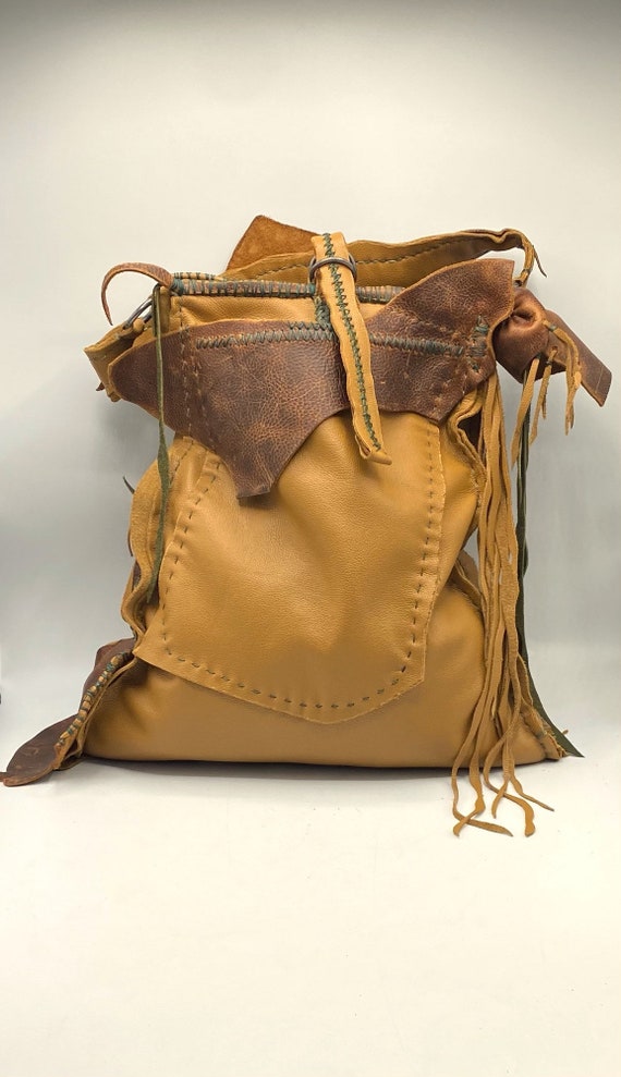 Carmel Leather Big Bag Shoppers Bag Leather Boho Bag | Etsy