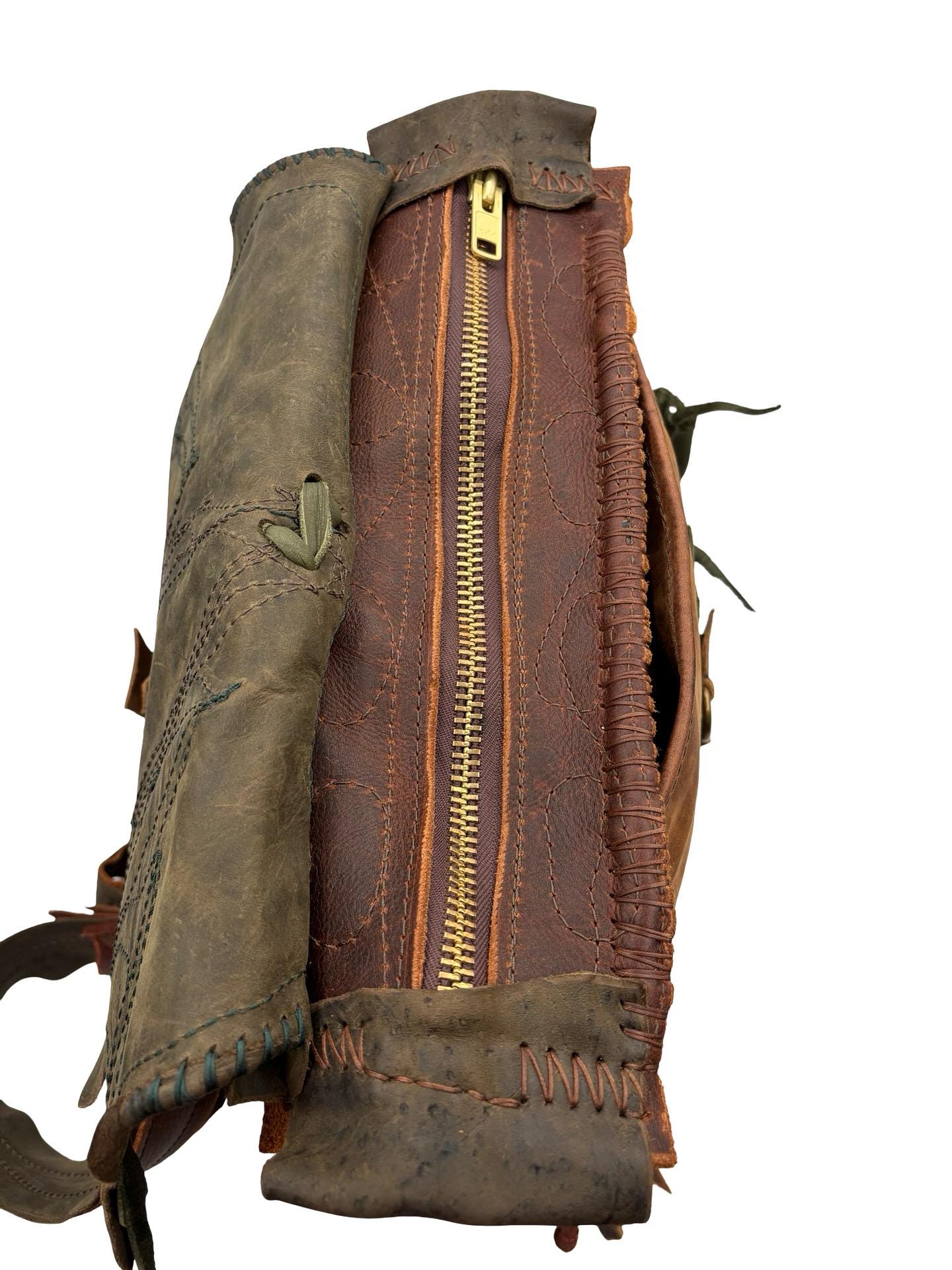 Handmade Leather Backpack: Oak Leaf & Acorn Design