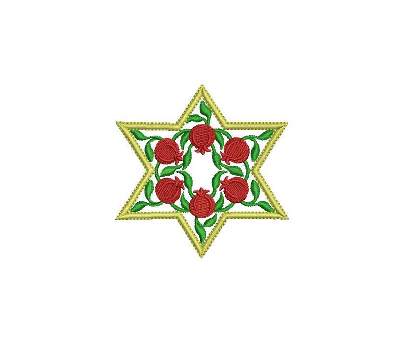 Star of David Embroidery Design, Pomegranate Judaica (3 Sizes) image 5