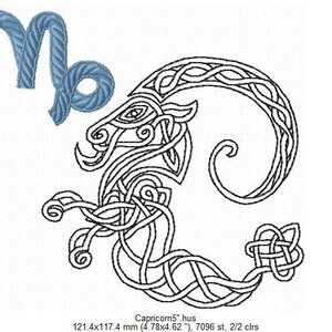Zodiac sign. Capricorn machine embroidery design. 4'', 5" and 6" hoop. All formats. Instant download. Zodiaque signs. Astrology. Horoscope.