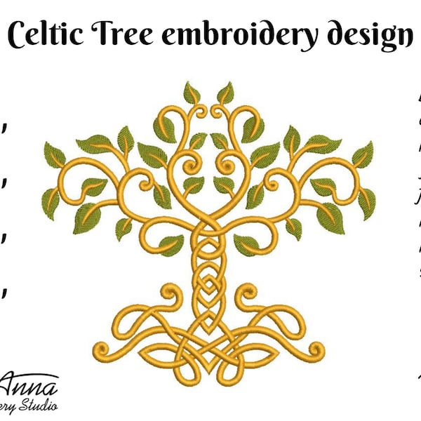 Celtic Tree Embroidery design. 5'', 6'', 7'', 8'' hoop. All formats. Instant Download. Celtic motive. Viking style. Ygdrasil Tree of Life