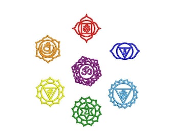 Diseños de bordado de chakras (juego de 7) - Bordado a máquina de 4'' (descarga instantánea)
