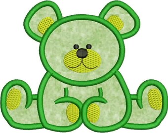 Teddy bear Applique Design for embroidery machine. 4'',5'',6'' Delicate embroidery design for kids and toddlers. Instant download pes files