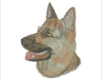 German Shepherd Embroidery Design, Dog Lovers Gift (6x7.5) (Digital Download)
