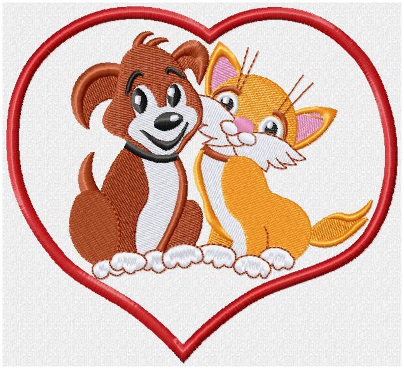 Dog and cat embroidery design for pets lovers design for  etsy Dog and cat embroidery design for pets lovers design for  etsy