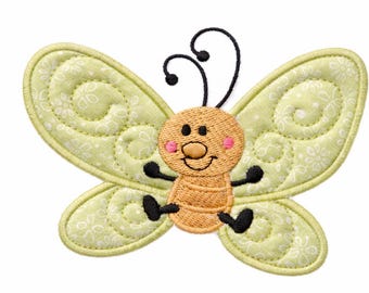 Schmetterling Applikation Stickmuster, Baby Cloche (2'' & 6'') (digitaler Download)