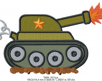 Tank Embroidery design. Design for embroidery machine. 4x4 and 5x7 hoop . All formats.