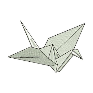 Japanese paper crane embroidery design. 3&#39;&#39;, 4&#39;&#39;, 5&#39;&#39; sizes. All formats. Japanese art of origami. Instant download. Oriental style.