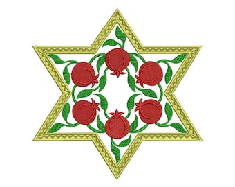 Diseño de bordado de estrella de David, granada judaica (3 tamaños)