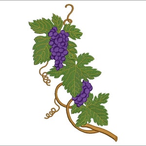 Motif de broderie de raisins pour machine à broder. Cerceau de 5 x 7 po. Tous formats. Téléchargement instantané.