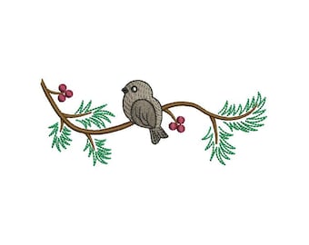 Sparrow Embroidery Design, Bird on Branch (Digital Download)