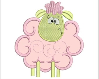 Lamb Applique Design for embroidery machine. 4'', 5'', 6''