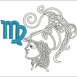 Zodiac sign. Virgo machine embroidery design. 4&#39;&#39;, 5&quot; and 6&quot; hoop. All formats. Instant download. Zodiaque signs. Astrology. Horoscope.