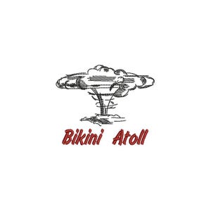 Diseño de bordado de nube de hongo del atolón Bikini - Patrón minimalista de explosión nuclear - Arte histórico - Digitalizado profesionalmente - Bastidor de 10 cm