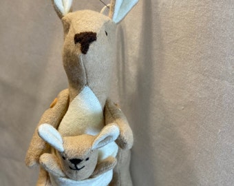 Fabric Kangaroo with Baby Joey keychain, ornament, accessory