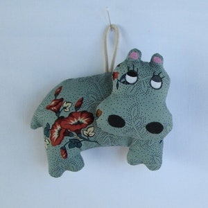 2 OPTIONS Fabric Hippopotamus (Hippo) keychain, ornament, accessory