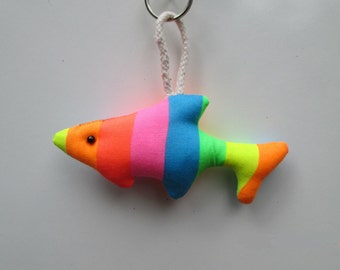 Fabric Colorful Striped Fish keychain, ornament, accessory