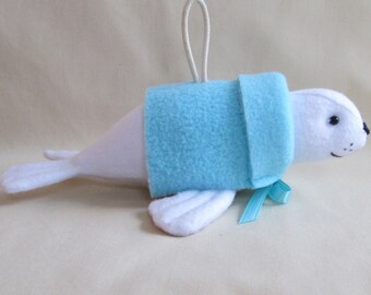 3 OPTIONS - Fabric Baby Seal Pup keychain, ornament, accessory